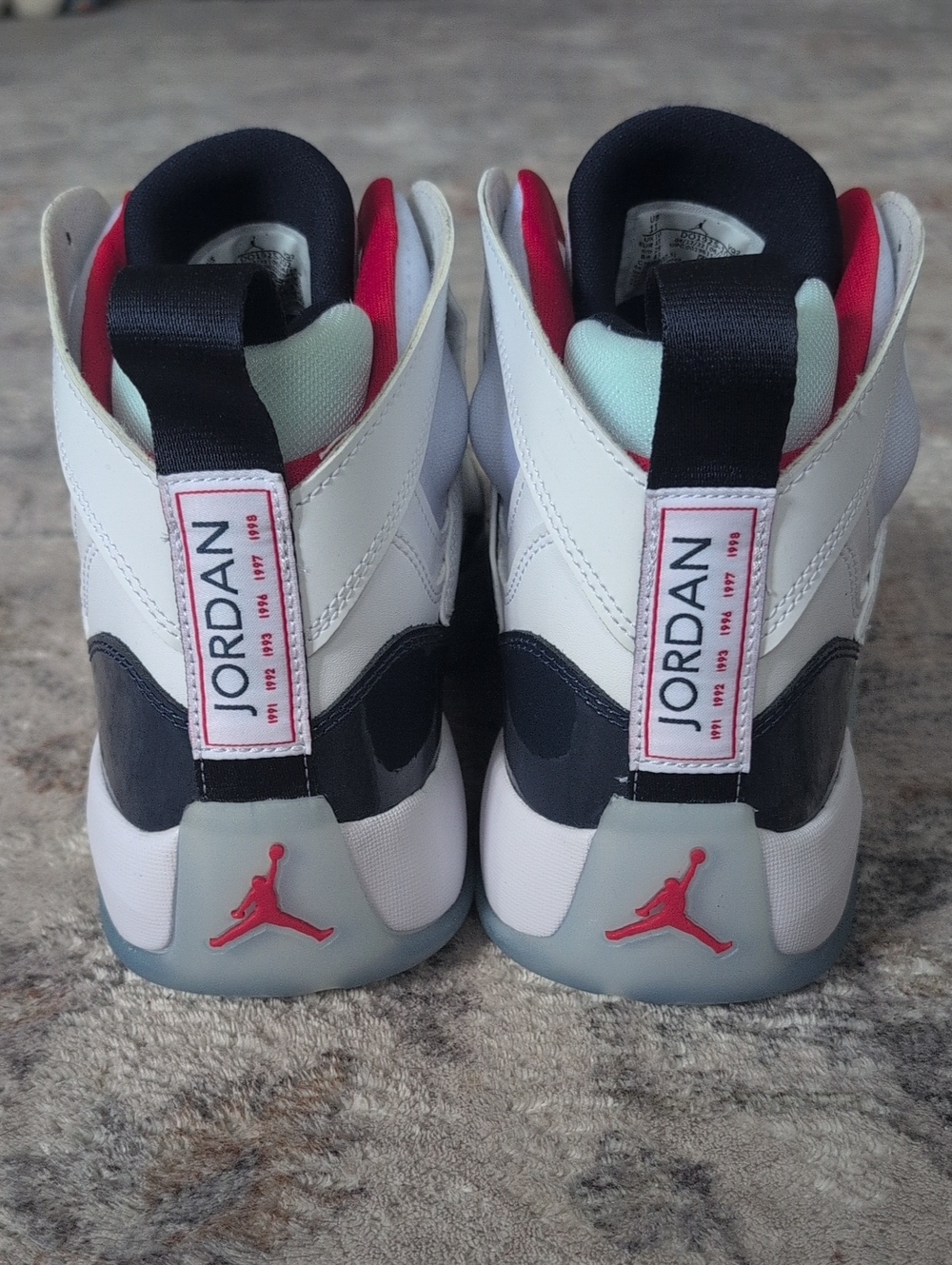 Jordan Men's Athletic High-Top Sneakers in White, Blue & Red. Brand New!